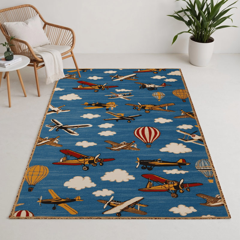 Tapis intérieur et extérieur bleu Transport, Rectangulaire 3 pi x 5 pi
