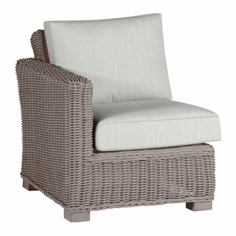 Canapé modulaire d'extérieur en résine tressée rustique N-Dura, Welt, Huître, Sunbrella® argent Verona