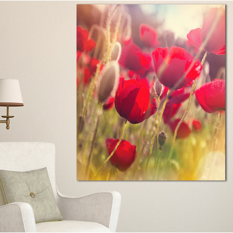 Impression sur toile tendue, "des fleurs de pâturage à la soleil", H 32 po x l 16 po x P 1 po