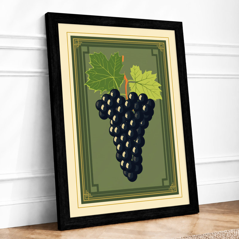 Grapes And Leaves Botanical - Print, A2 - 59.4 x 42.0 cm, Black