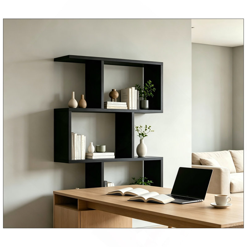 Bibliothèque simple à trois couches noire