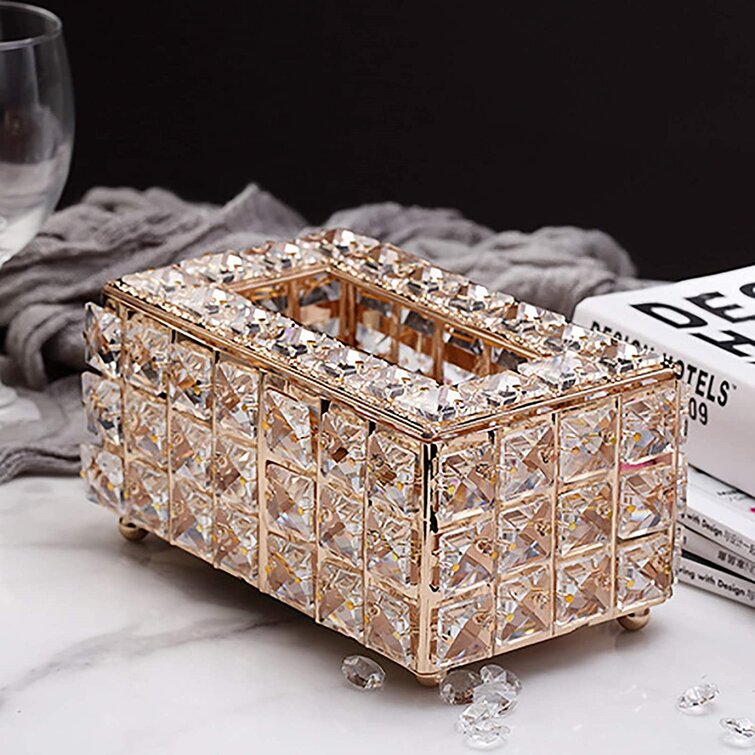 Rhinestone Paper Tissue Box Cover House of Hampton Finish: Silver