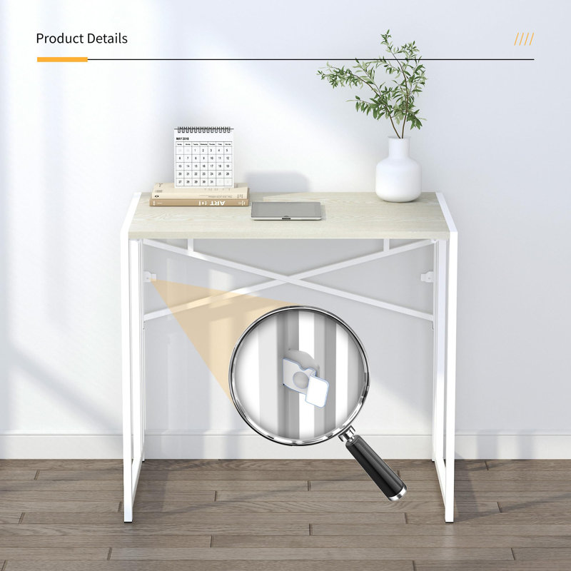 Metal Base Computer Desk, Natural/White