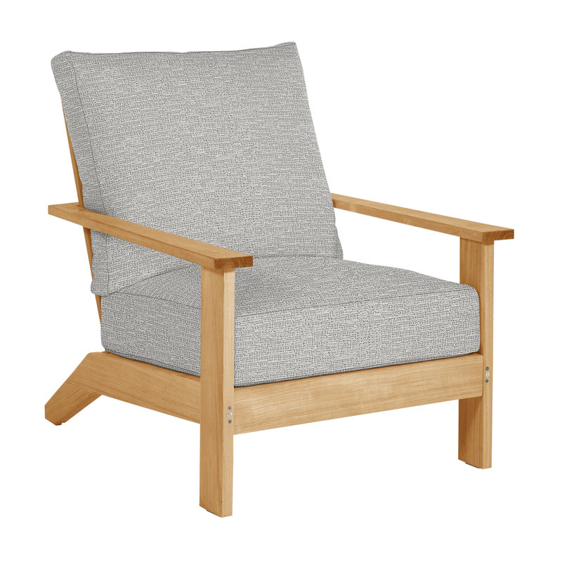 Chaise longue d'extérieur en teck Ashland, Pas de soudure, Caramel tweed, Teck naturel