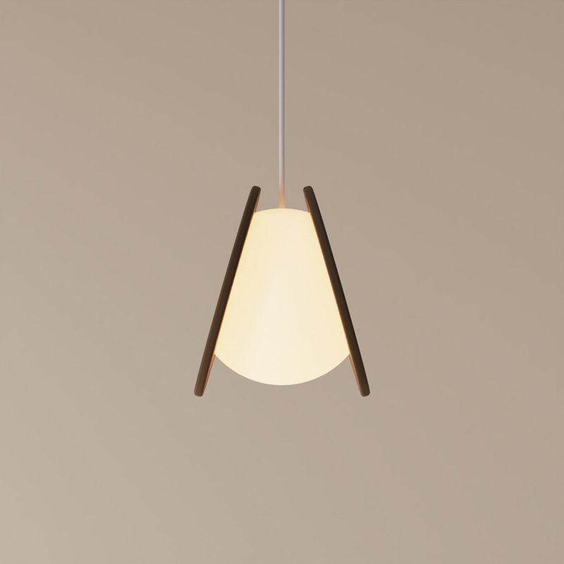 Pendulum Pendant Light, 20" H x 9.69" W x 8.03" D, Walnut, White