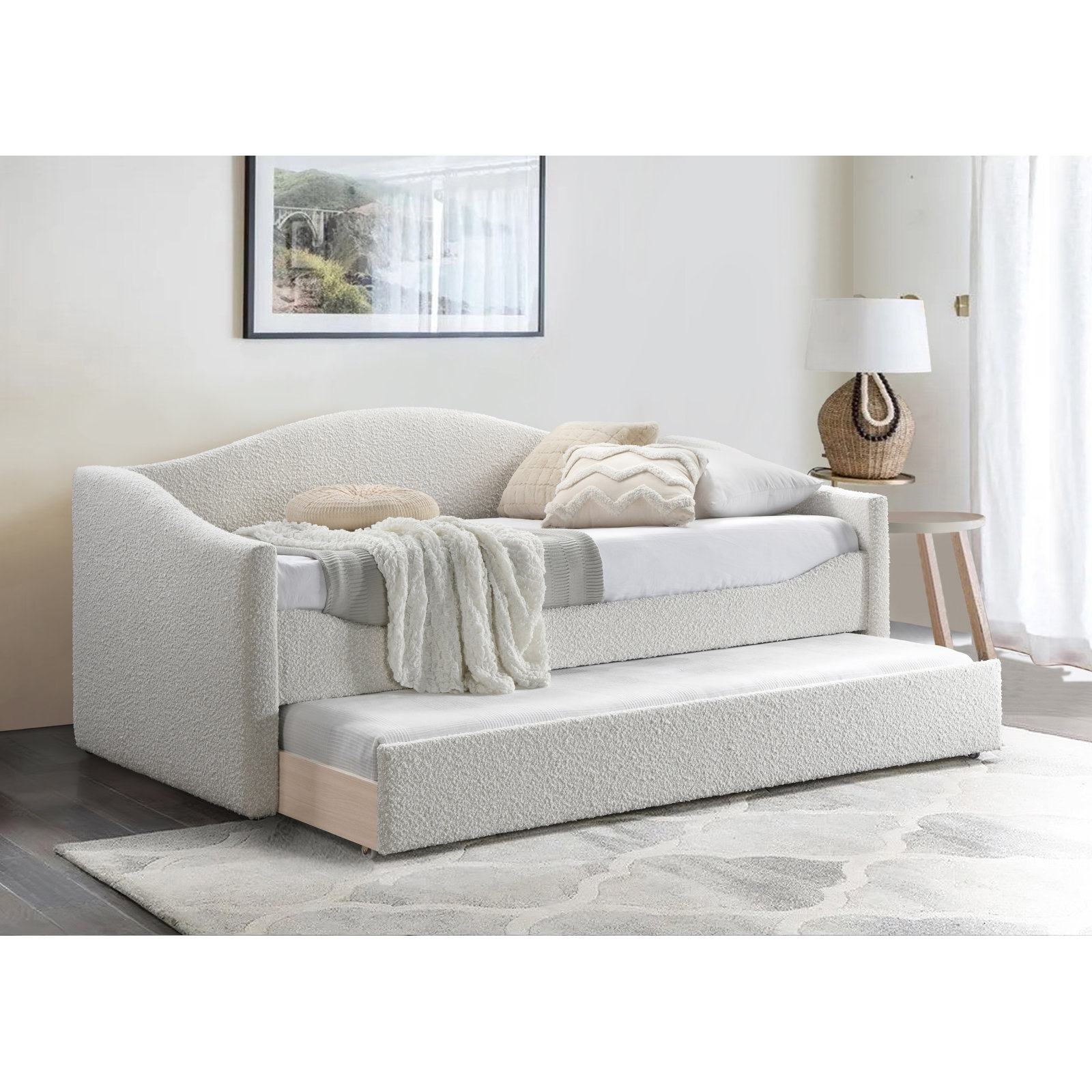 Upholstered Daybed with Trundle - Twin