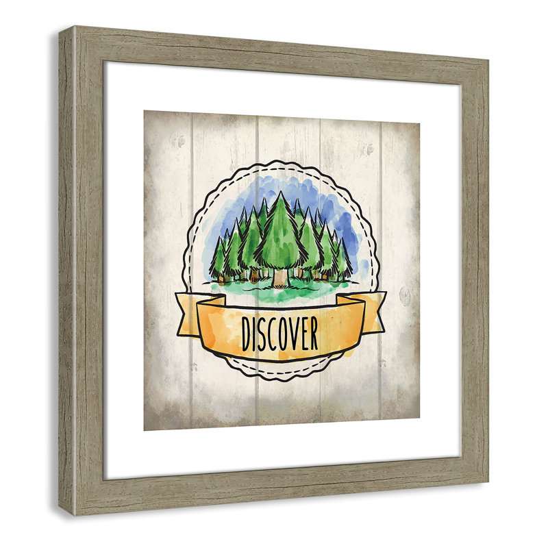 «Adventure is out There», art encadré 3, H 16 po x l 16 po x P 0,6 po, Encadré plat de bois de grange gris