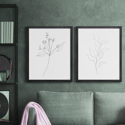 Botanical Gesture V - Toile encadrée de qualité supérieure - prête à être accrochée