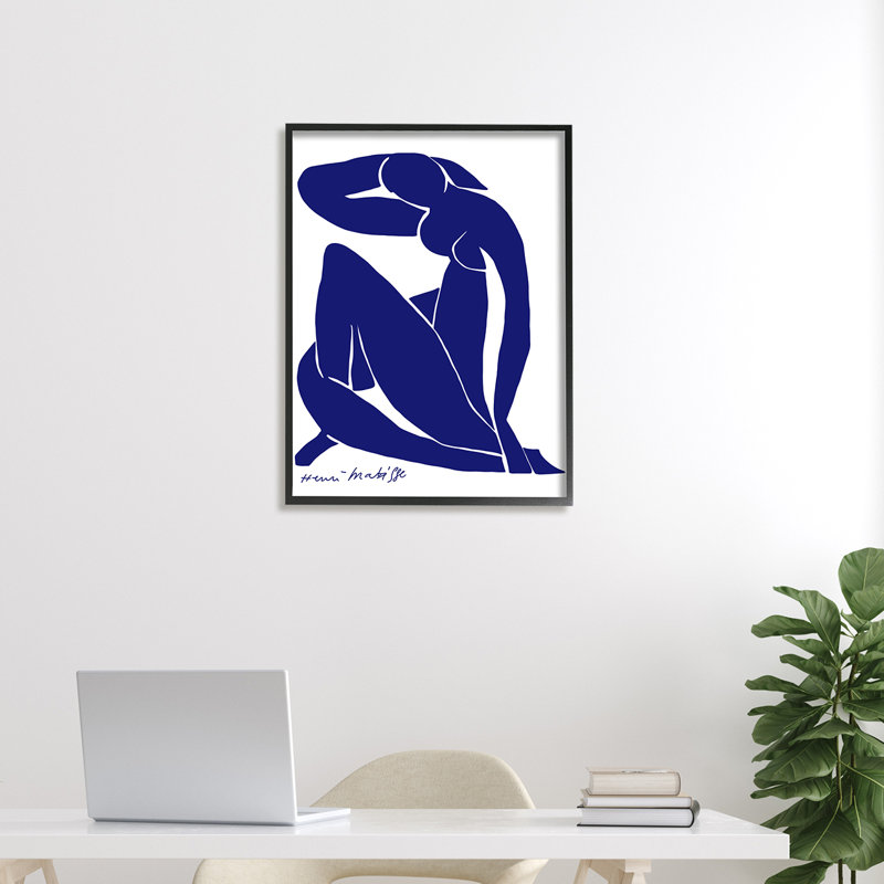 Minimal, abstrait, femme nue mauve, artiste matisse, H 30 po x l 24 po, Giclée encadrée noir minuit