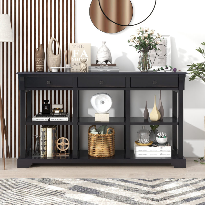 Console rétro en bois massif Cesilia, Espresso