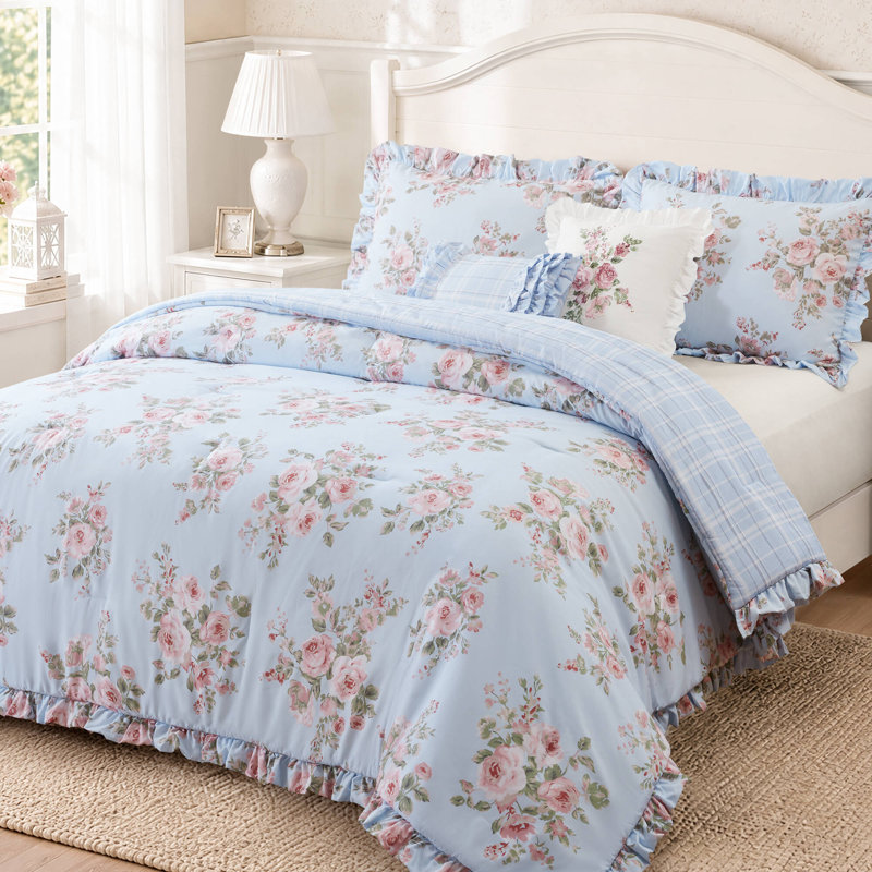 Ensemble d'édredon en microfibre 4 pièces Elena, Simple/Simple TG, Bleu
