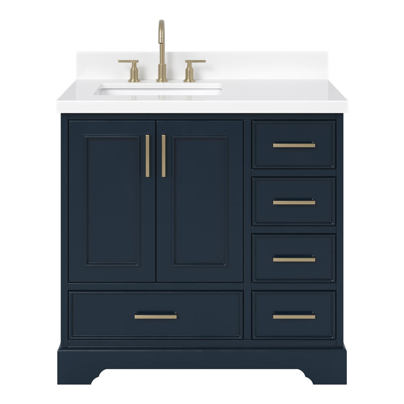 Meuble-lavabo simple avec plateau Abshire 37, Bleu minuit