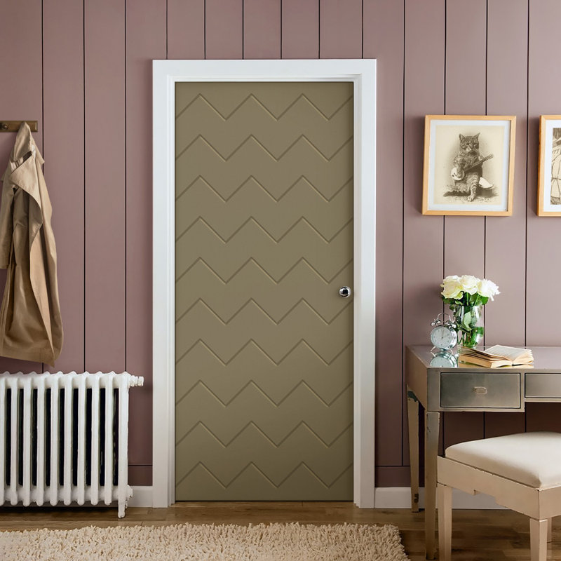 Panelled Manufactured Solid Wood Standard Door, Olive Green, 36" x 96"