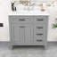 Meuble-lavabo autoportant avec lavabo en céramique, armoire de rangement et 3 tiroirs-142275081