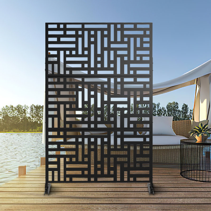 6 ft. H x 4 ft. W Metal Privacy Screen, Black