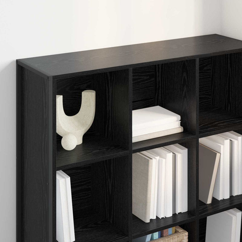 108cm H x 99.5cm W Steel Book Cabinet Bookcase, Black Oak