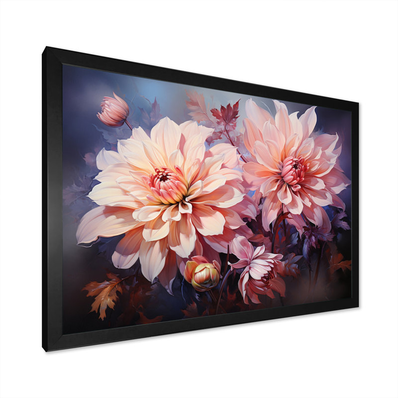 Impression romantique sur toile Dahlia rose IV, H 34 po x l 44 po x P 1,5 po, Cadre simple noir
