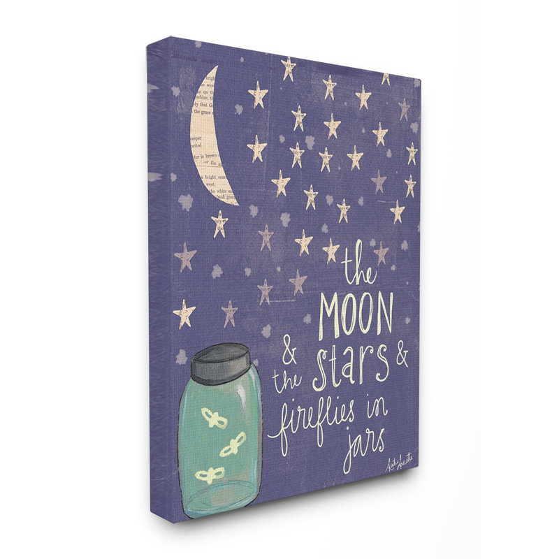 Art mural lucioles étoiles de lune, Toile tendue, H 40 po x l 30 po