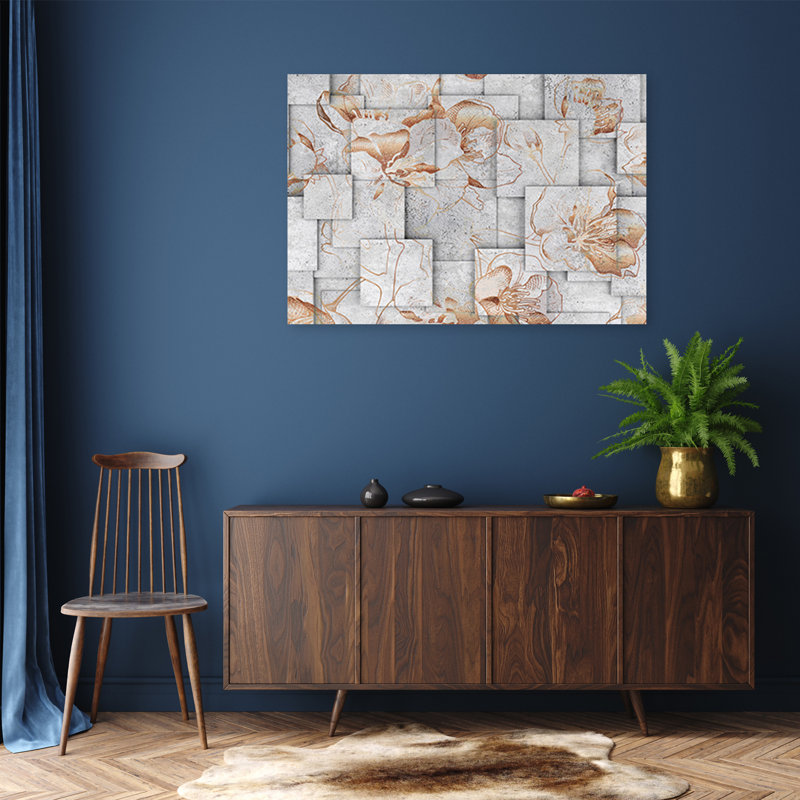 Lilies Flowers 3D Background - Wrapped Canvas Print, 70cm H x 100cm W