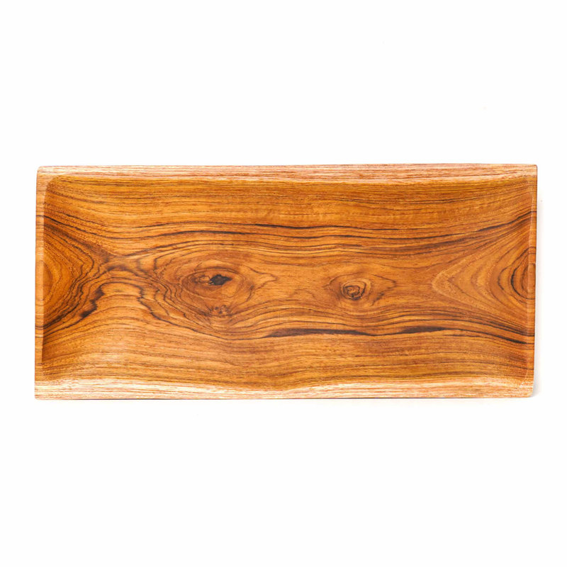 Assiette rectangulaire en bois de teck - petit (ensemble de 2)