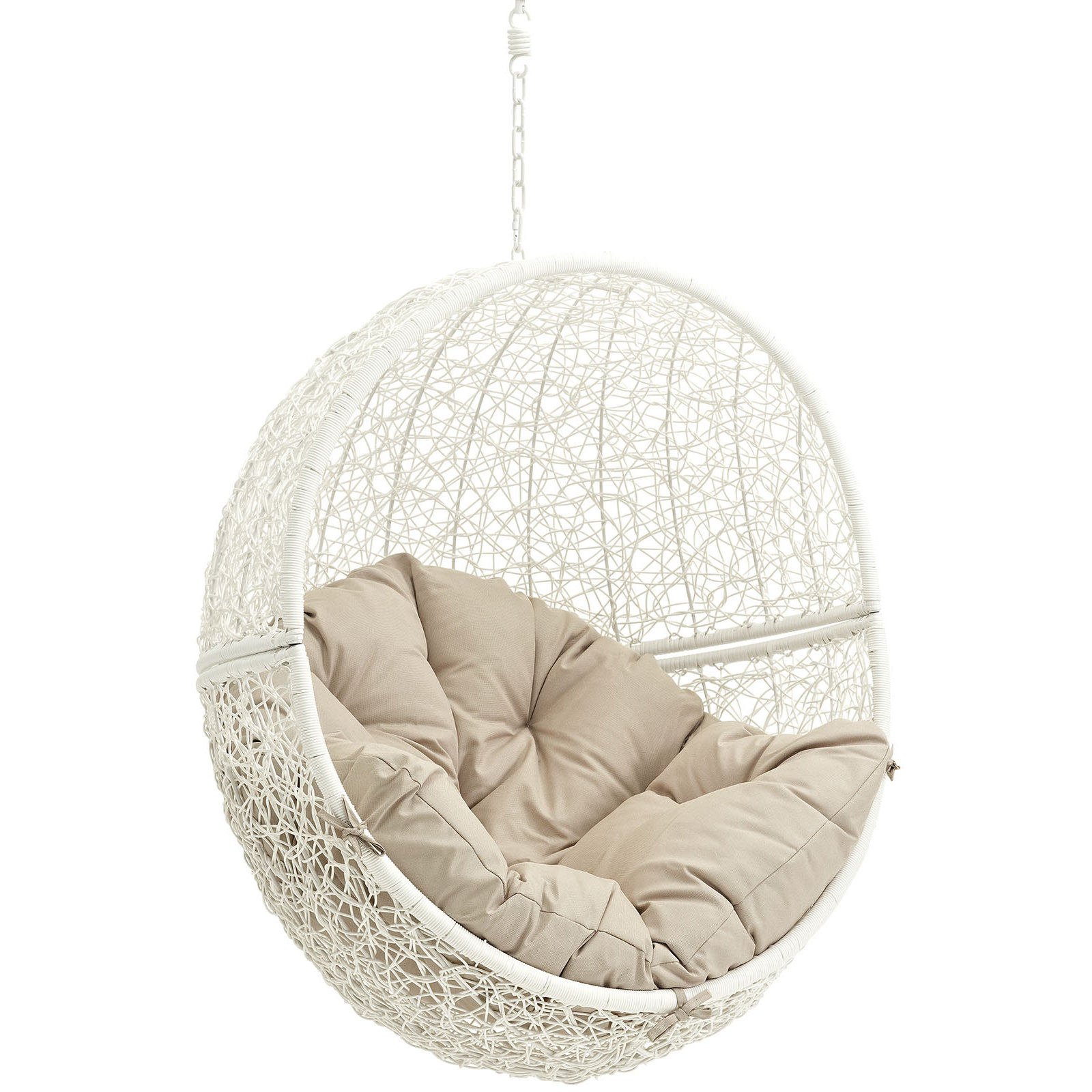 Modway Hide Outdoor Patio Swing Chair Without Stand, White/Beige