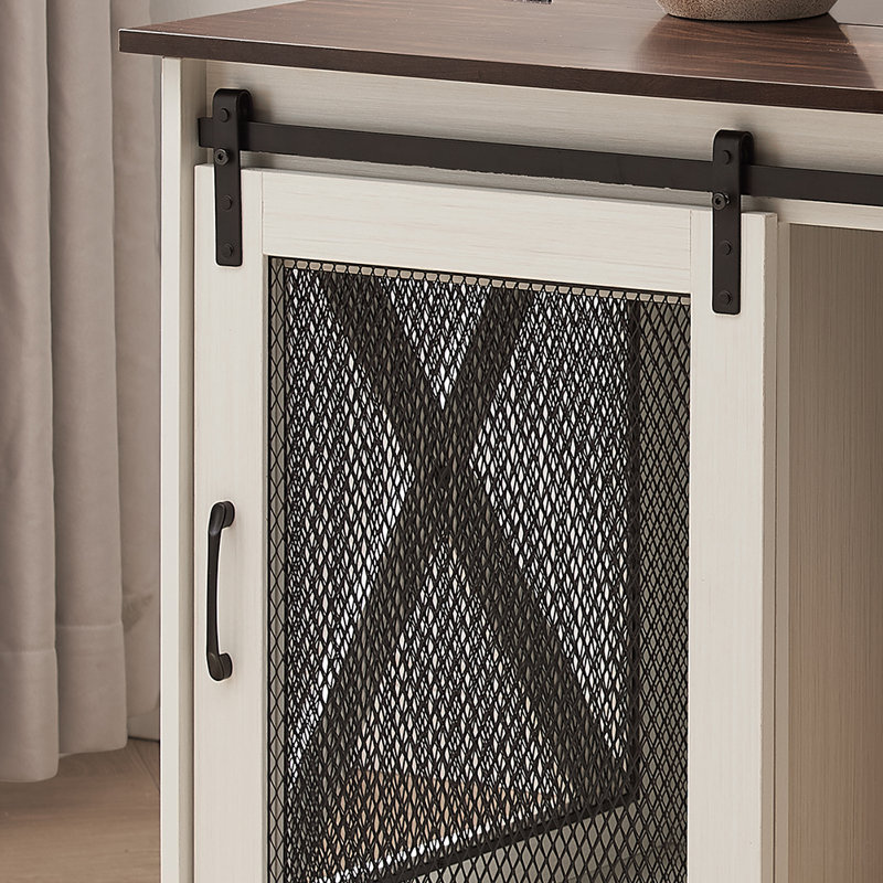 Grand meuble de cage de grange avec cloison amovible et panneau supérieur réversible, Blanc
