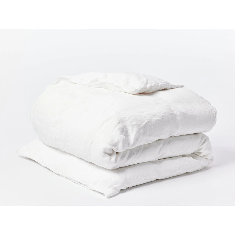 Organic Relaxed Linen Standard Duvet Cover, Alpine White, Full/Queen Duvet Cover