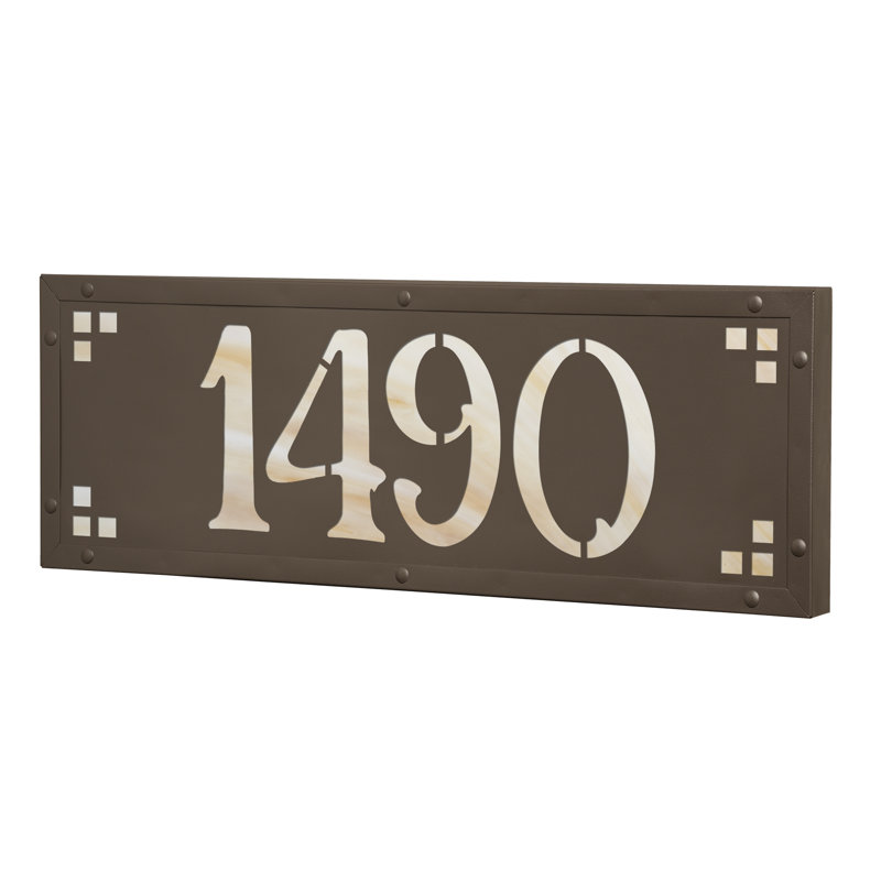 Plaque d'adresse murale personnalisable 12 V pour 4 numéros, Bronze thermolaqué / jaune