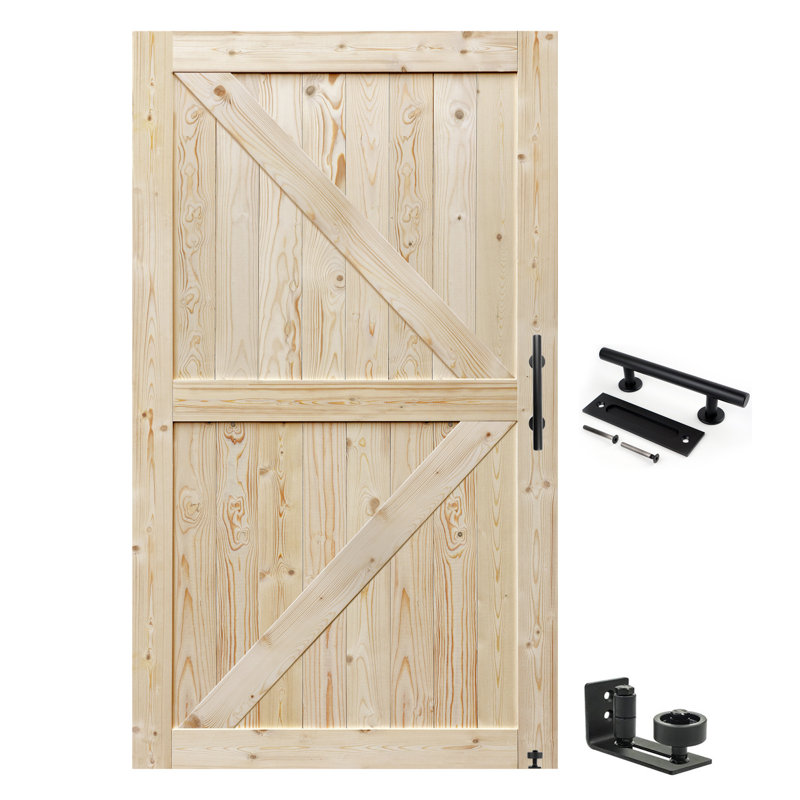 Unfinished Spruce Solid Wood Paneled Barn Door