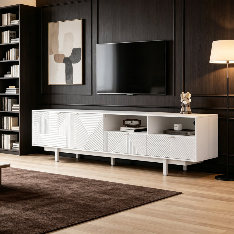 Unfinished TV Stand for TVs up to 88" with Fireplace Included