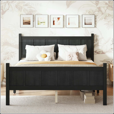 Full Size Flat Panel Bed with Shaker and Farmhouse Style Design