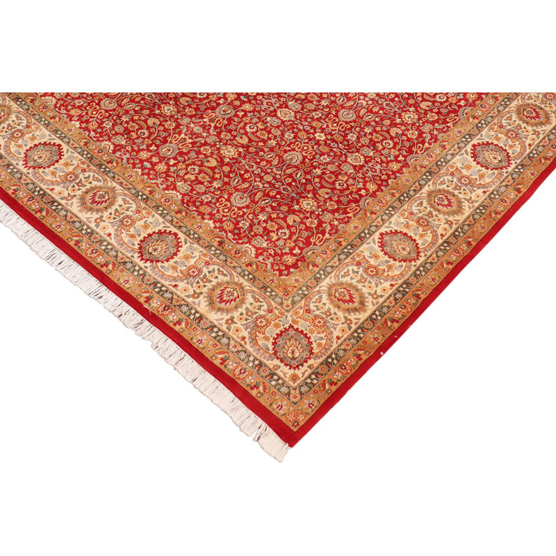 Tapis jaune / rouge en laine noué à la main de style oriental Paduano 8 pi 1 po x 9 pi 10 po