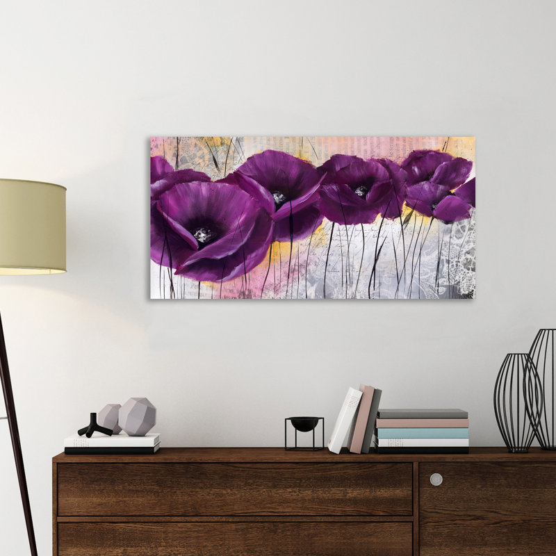 « pavot mauve i », reproduction d’impression sur toile tendue, H 12 po x l 24 po x P 1,5 po