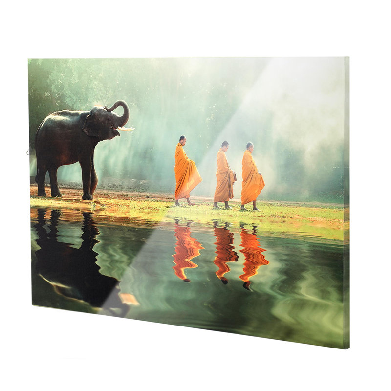 Elephant & Monks Walking Meditation - Photographie sur toile tendue