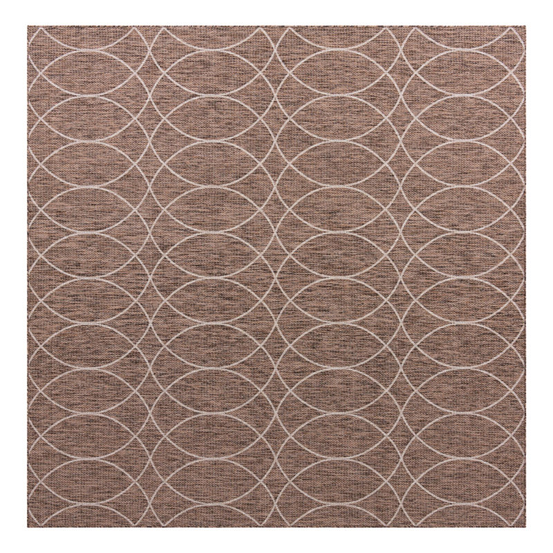 Tapis intérieur / extérieur géométrique brun, Carré 10 pi