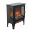 Poêle électrique 18 pouces, noir, effet de flamme 3D, double, chaleur 1400W / 700W, 5000, 50000 heures de fonctionnement, conception à trois côtés, boutons simples, poignée de porte dorée, sortie d'air inférieure, pied amovible