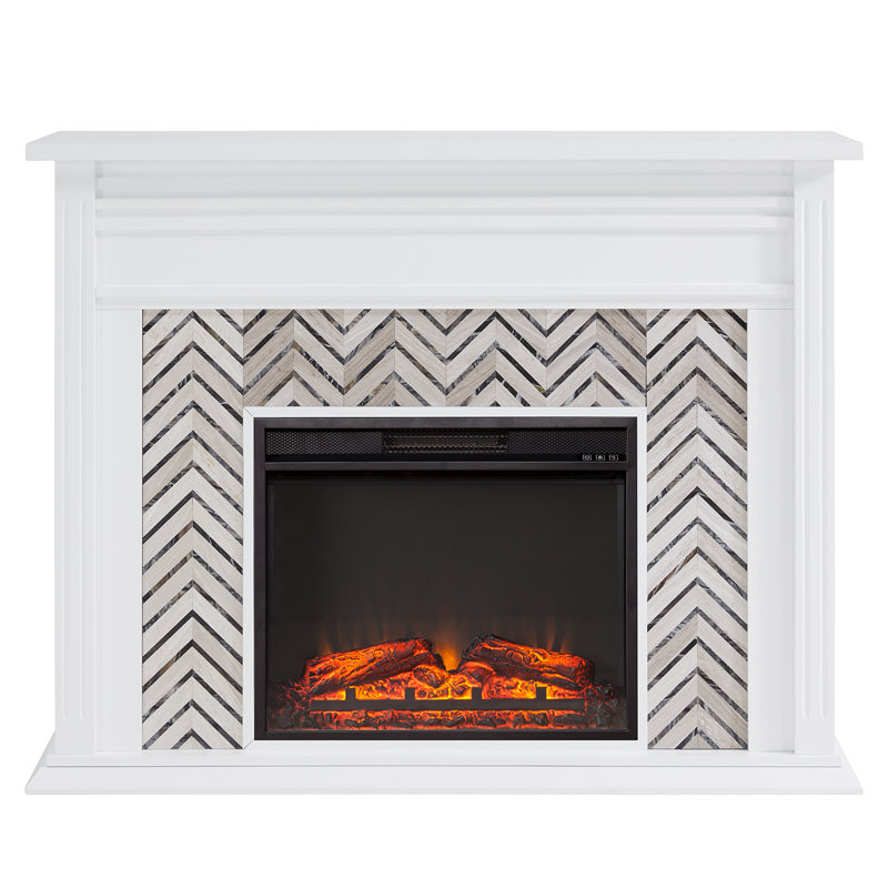 Hebbington Tiled Marble Electric Fireplace