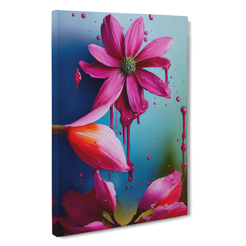 Flowers Dripping Paint No.1 Abstract - Wrapped Canvas Print, 50cm H x 35cm W x 3cm D