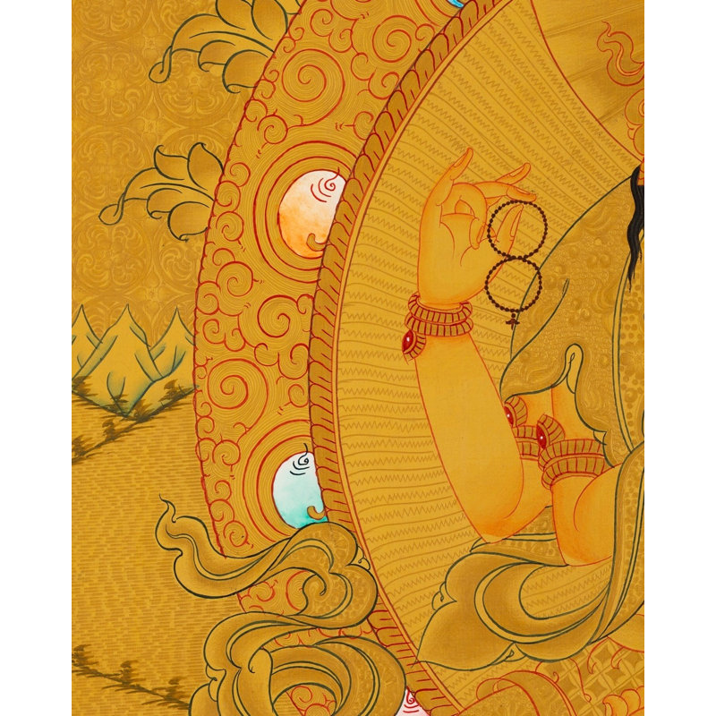 Quatre bras Chengrezig Thangka (Thangka sans brocart)
