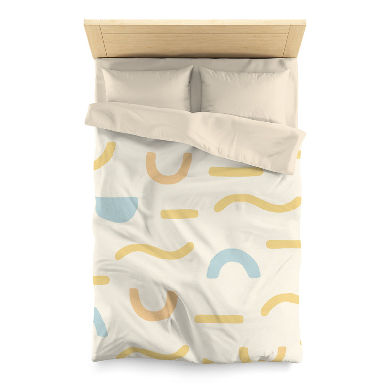 Microfiber Duvet Cover Boho Style, Design 87, White, Twin Duvet Cover