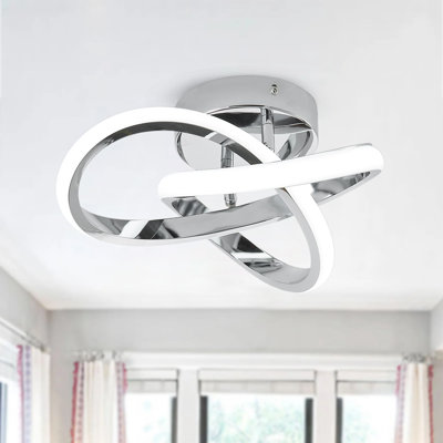 Modern 6000K LED Flush Mount Light Nickel Metal, Dimmable, ETL Certified, 18W Ceiling Fixture