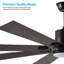 Ventilateur de plafond à DEL avec 8 pales en bois, télécommande, température de couleur réglable pour le salon, la chambre à coucher ou la salle à manger (silencieux / 6 vitesses / réversible / moteur à courant continu)
