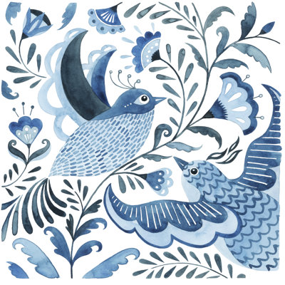 Blue Bird Folk I by Grace Popp - Wrapped Canvas Painting
