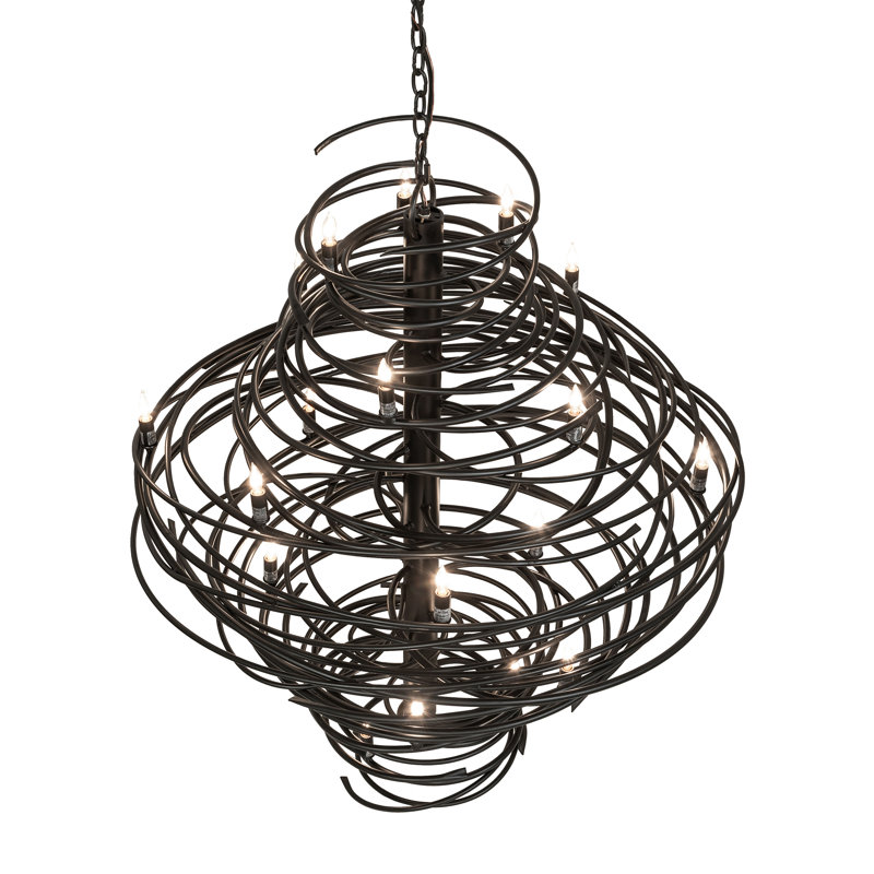 Cyclone 20-Light Solar Black Iron Chandelier