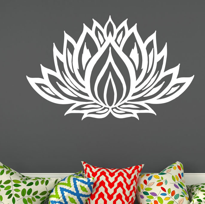 Décalcomanie murale fleur de lotus mehndi, Blanc