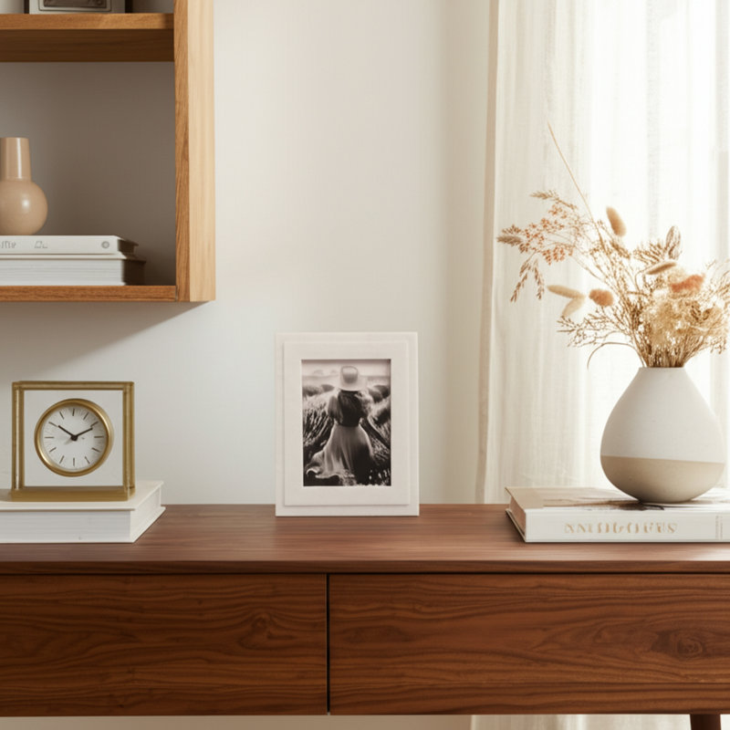 Modern Glam Stone Marble Frame with Sleek Beveled Edges and Luxe Handcrafted Detailing