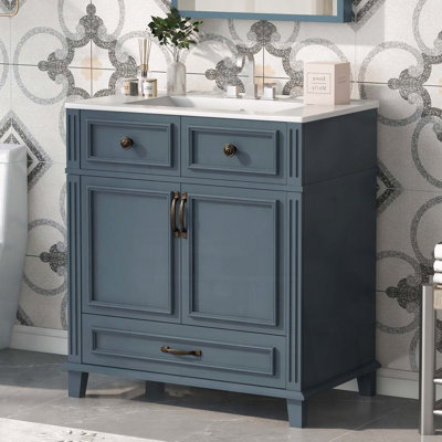 Meuble-lavabo rétro 30 po avec portes à fermeture douce et tiroir