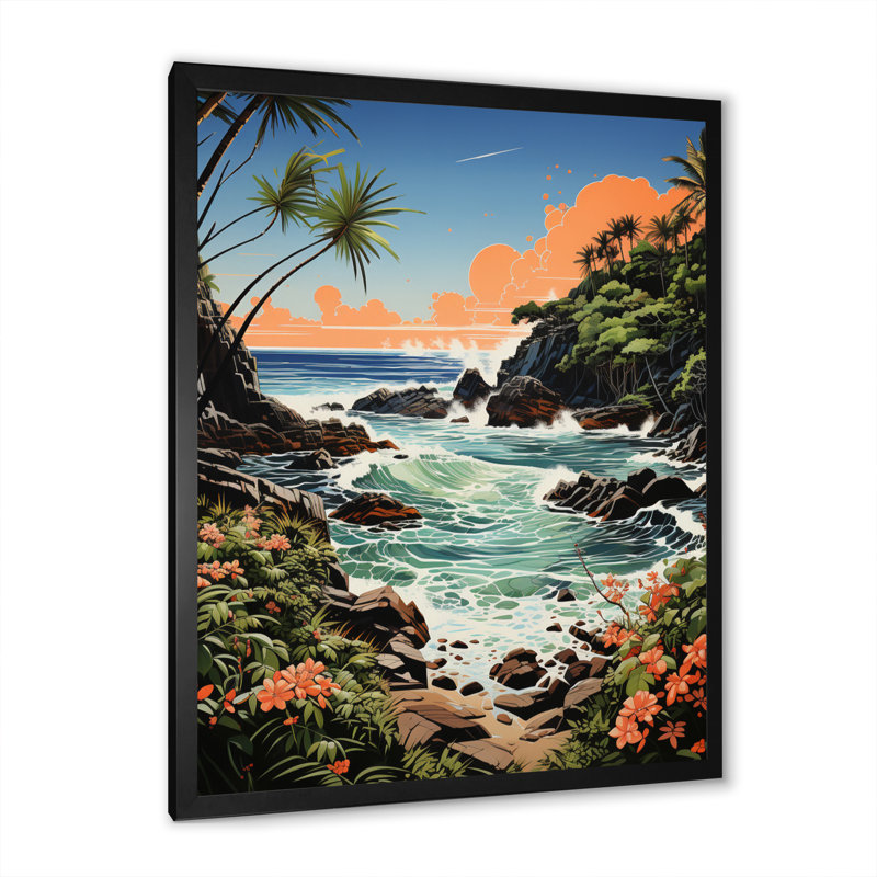 «Bara Coastaltropical Tropical Paradise II», reproduction sur toile, H 32 po x l 24 po x P 1 po, Cadre photo noir
