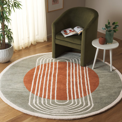 Tapis gris / rouille en laine / coton touffeté à la main Anyfer Rodeo Drive