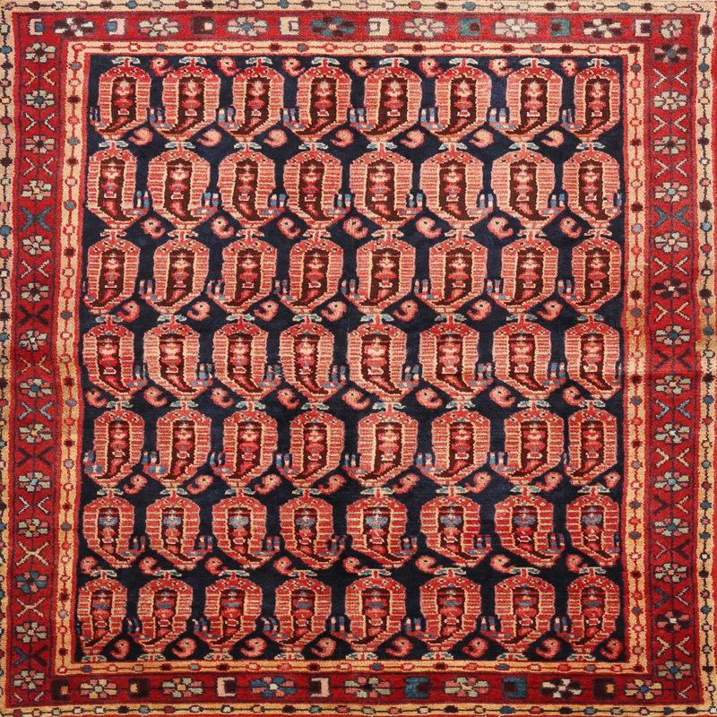 Tapis rouge à motif sud-ouest, Carré 7 pi